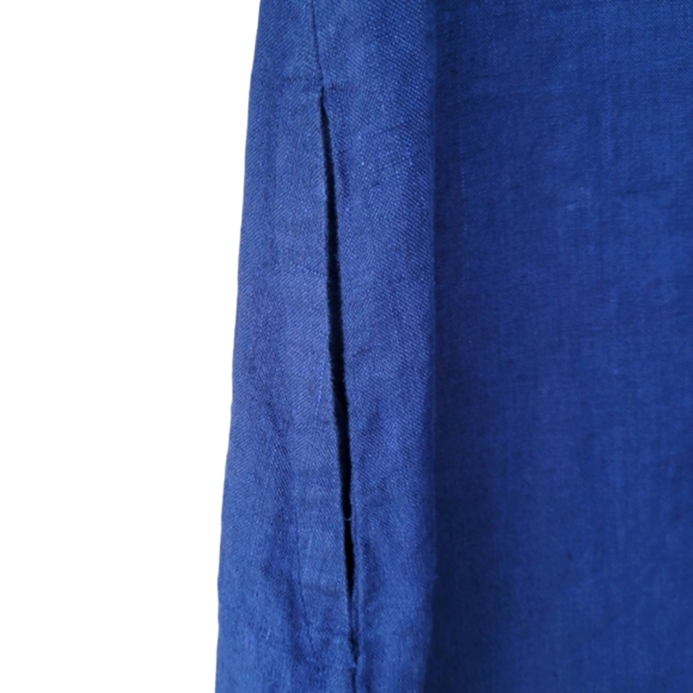 J.McLaughlin 100% Linen Sleeveless Shirt Dress Blue Pockets Size S - Picture 10 of 16